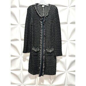 Armani Collezioni Sz 10 Long Sweater Duster Cardigan Jacket Dress Coat Black